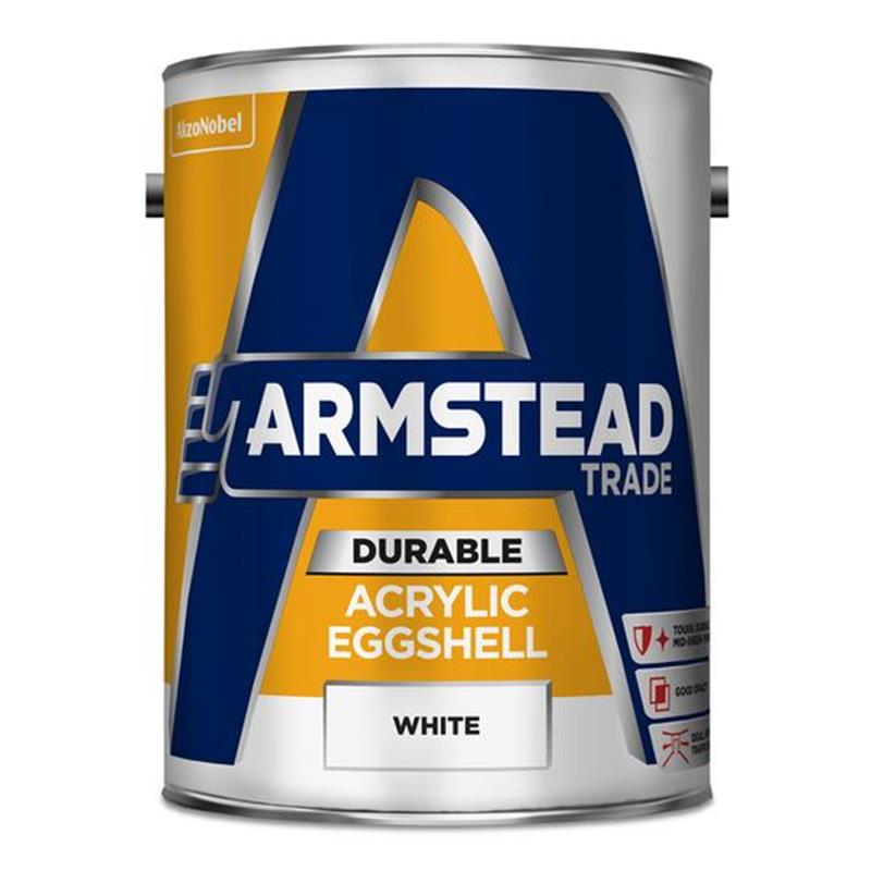 ARMSTEAD TRADE DURABLE ACRYLIC EGGSHELL PAINT, WHITE - 5L