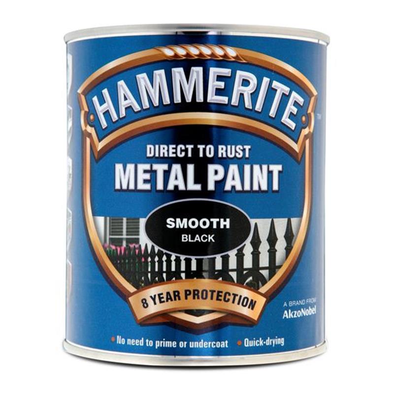 HAMMERITE SMOOTH METAL PAINT, BLACK - 750ml