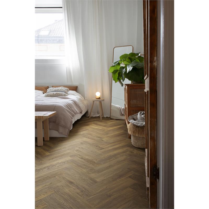 6MM LUXURY VINYL FLOORING HERRING BONE - TEXAS OAK BROWN