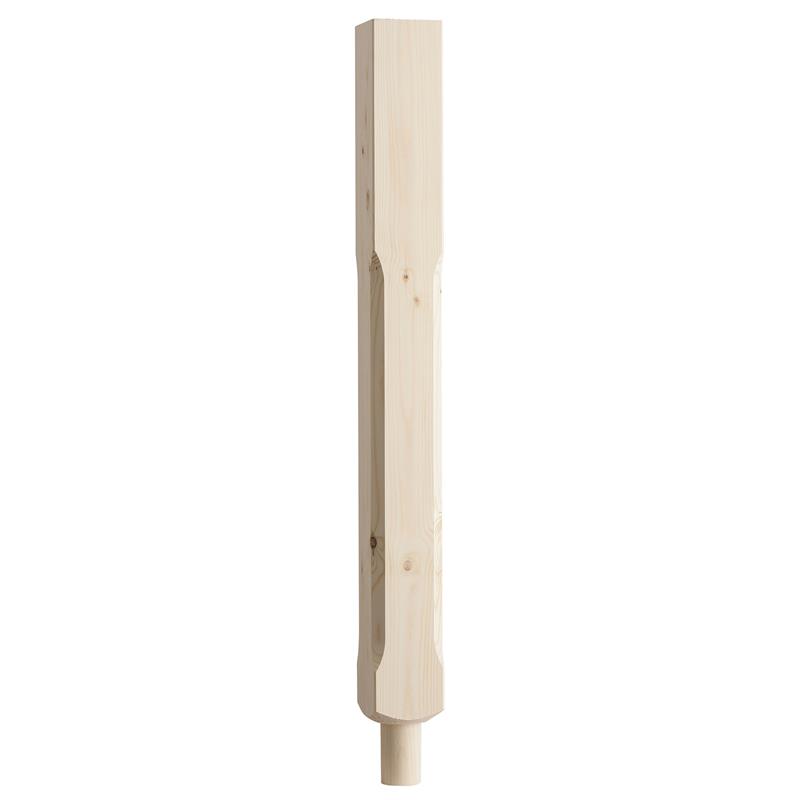 PINE STOP CHAMFERED SPIGOT NEWEL POST - 91mm