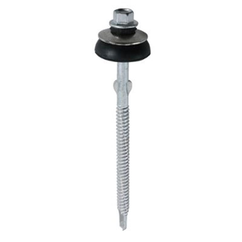SELF DRILLING SCREW - HEX - LIGHT SECTION - BZP WITH WASHER - 6.3mm x 105mm