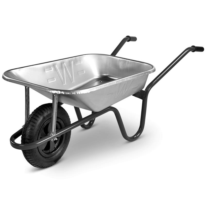 85L GALVANISED CONTRACTOR WHEELBARROW PNEUMATIC WHEEL