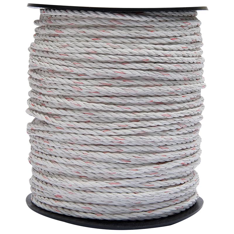 ELECTRIC FENCE WHITE SUPERCHARGE ROPE - 6mm x 200M