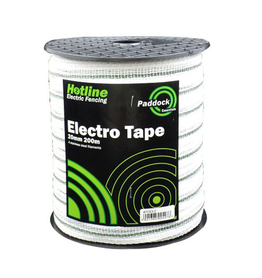 ELECTRIC FENCE PADDOCK TAPE 20mm x 200M - WHITE