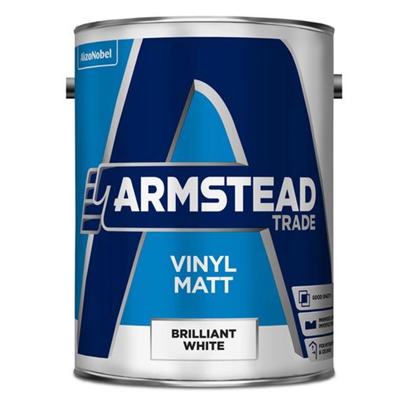 ARMSTEAD TRADE VINYL MATT EMULSION PAINT, BRILLANT WHITE - 5L