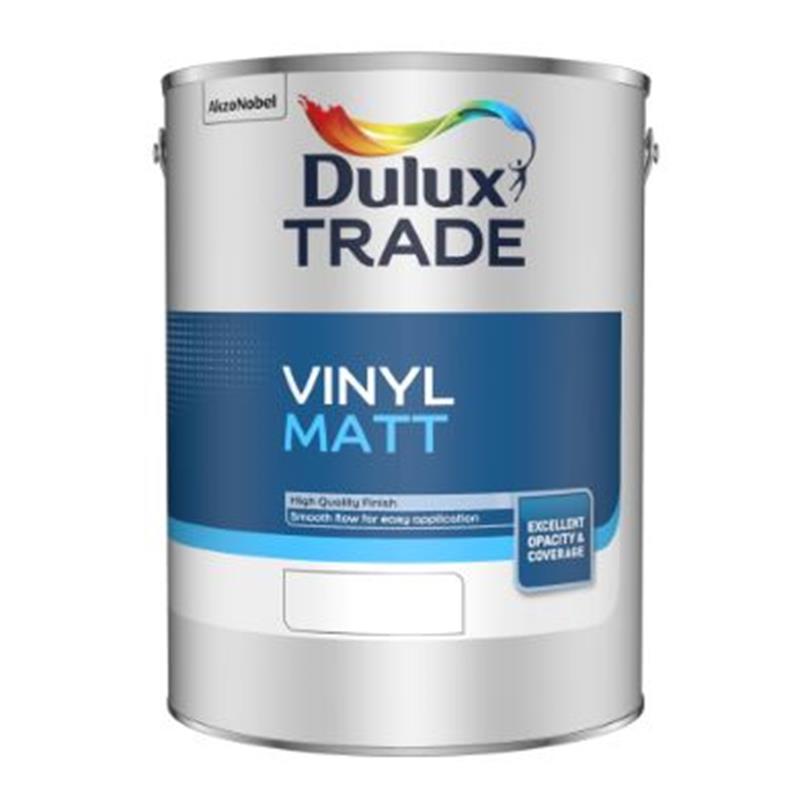 DULUX TRADE VINYL MATT EMULSION PAINT, PURE BRILLIANT WHITE - 5L