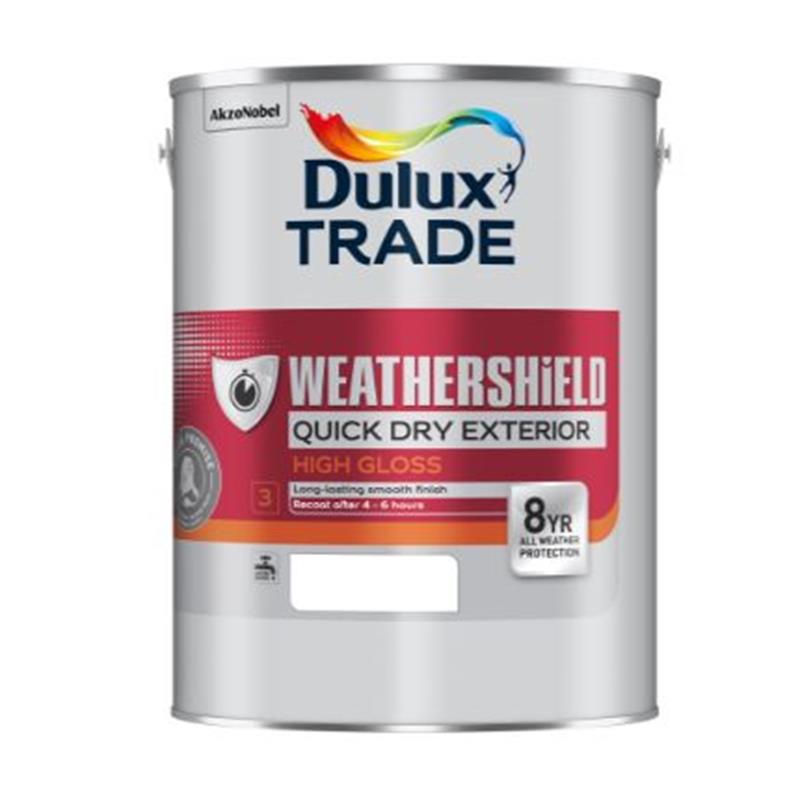 DULUX TRADE WEATHERSHIELD QUICK DRY EXTERIOR GLOSS, PURE BRILLIANT WHITE - 2.5L