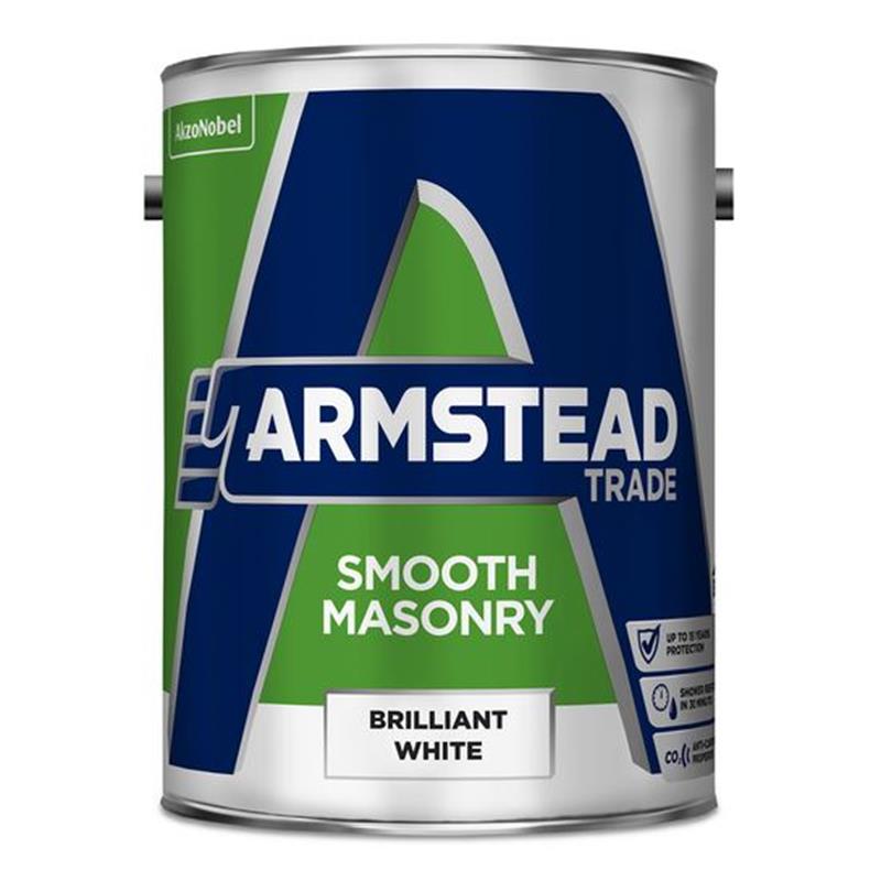 ARMSTEAD TRADE SMOOTH MASONRY PAINT, BRILLIANT WHITE - 5L