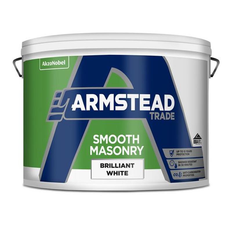 ARMSTEAD TRADE SMOOTH MASONRY PAINT, BRILLIANT WHITE - 10L