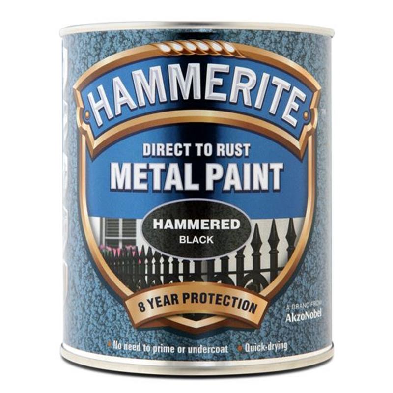 HAMMERITE HAMMERED METAL PAINT, BLACK - 750ml