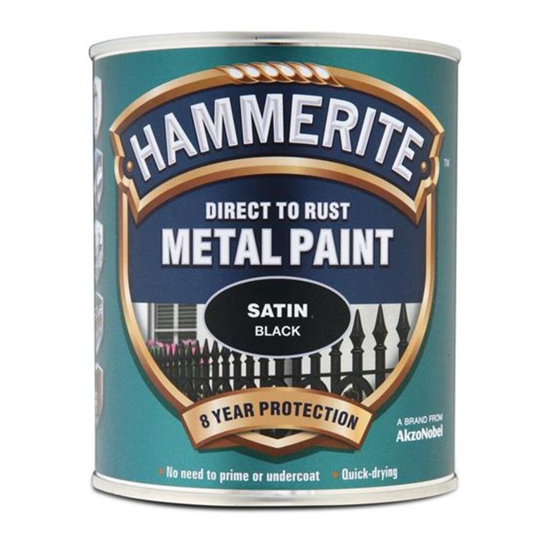 HAMMERITE HAMMERED METAL PAINT, SATIN BLACK - 750ml