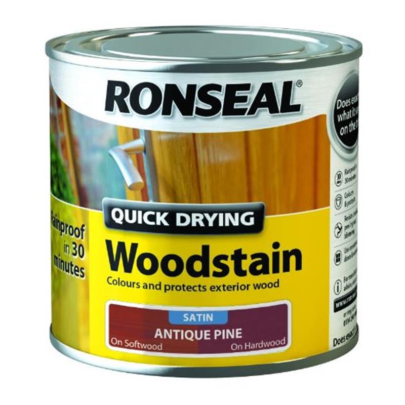 RONSEAL QUICK DRYING WOODSTAIN SATIN ANTIQUE PINE 250ml