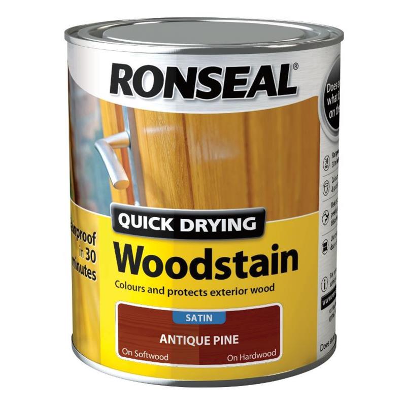 RONSEAL QUICK DRYING WOODSTAIN SATIN ANTIQUE PINE 750ml