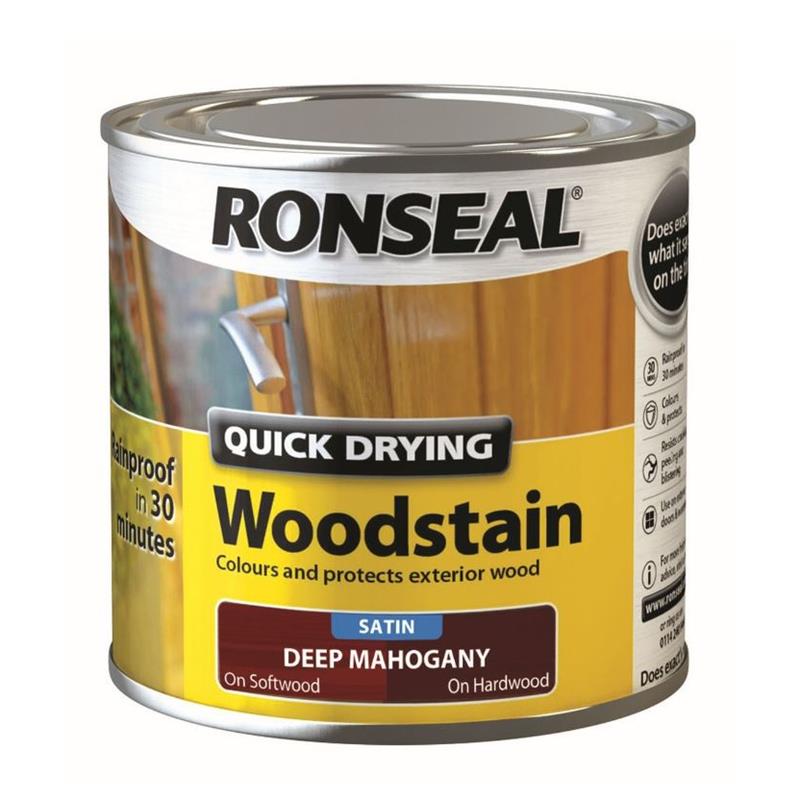 RONSEAL QUICK DRYING WOODSTAIN SATIN DEEP MAHOGANY 250ml