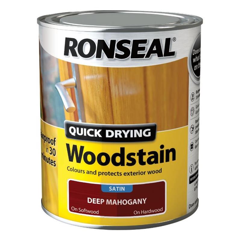 RONSEAL QUICK DRYINH WOODSTAIN SATIN DEEP MAHOGANY 750ml