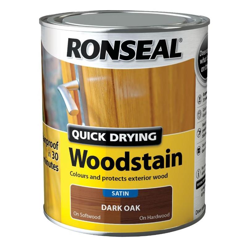 RONSEAL QUICK DRYING WOODSTAIN SATIN DARK OAK 750ml