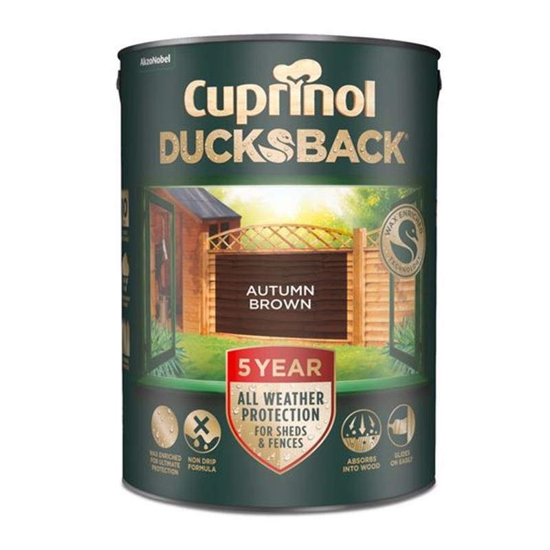 CUPRINOL 5 YEAR DUCKSBACK FENCE & SHED PAINT - AUTUMN BROWN 5L