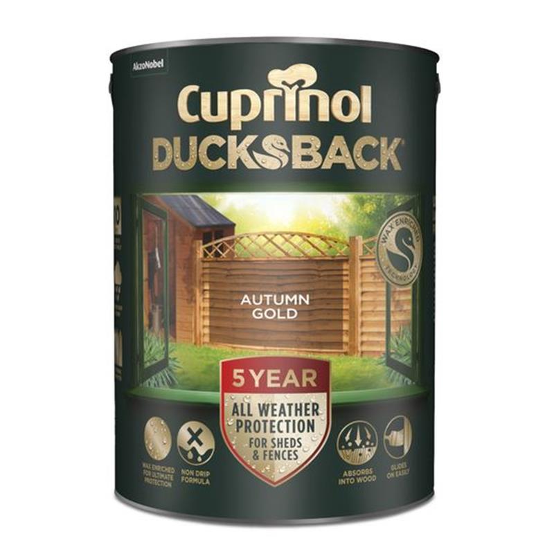 CUPRINOL 5 YEAR DUCKSBACK FENCE & SHED PAINT - AUTUMN GOLD 5L