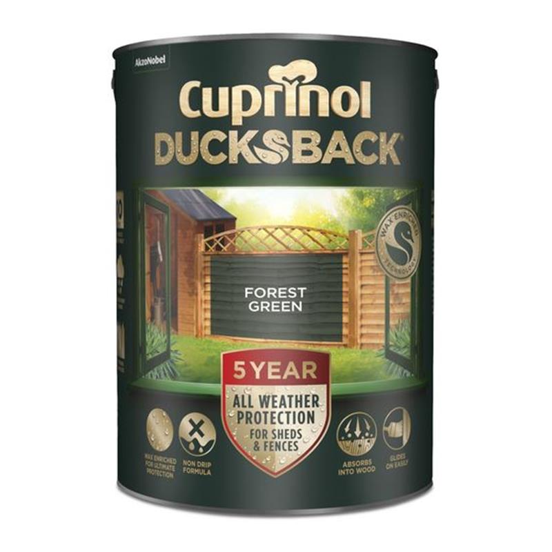 CUPRINOL 5 YEAR DUCKSBACK FENCE & SHED PAINT - FOREST GREEN 5L