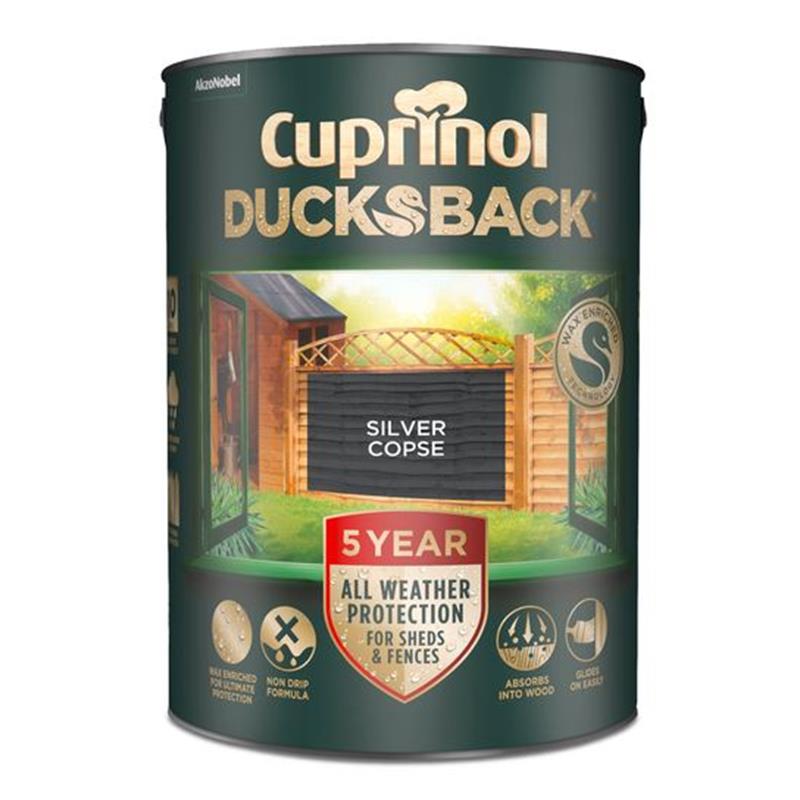 CUPRINOL 5 YEAR DUCKSBACK FENCE & SHED PAINT - SILVER COPSE 5L